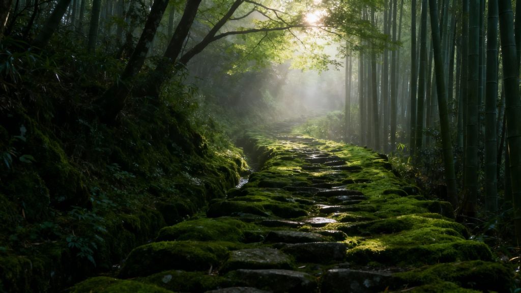 Whispers of Time: Tracing the Silent Footsteps Along Kyoto's Moss-Covered Stone Paths