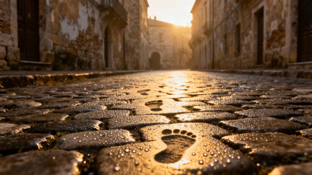 Footprints on Dew-Kissed Cobblestones: Where Ancient Echoes Beckon Silent Wanderers