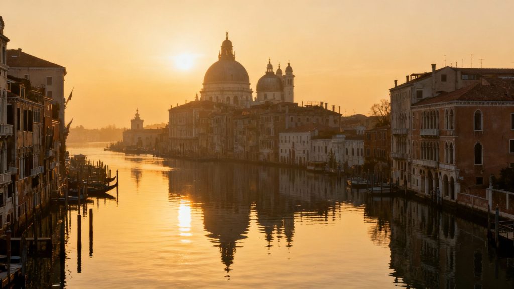 When Dawn Holds Venice: A Liquid Mirror Where Centuries Resurface Silently