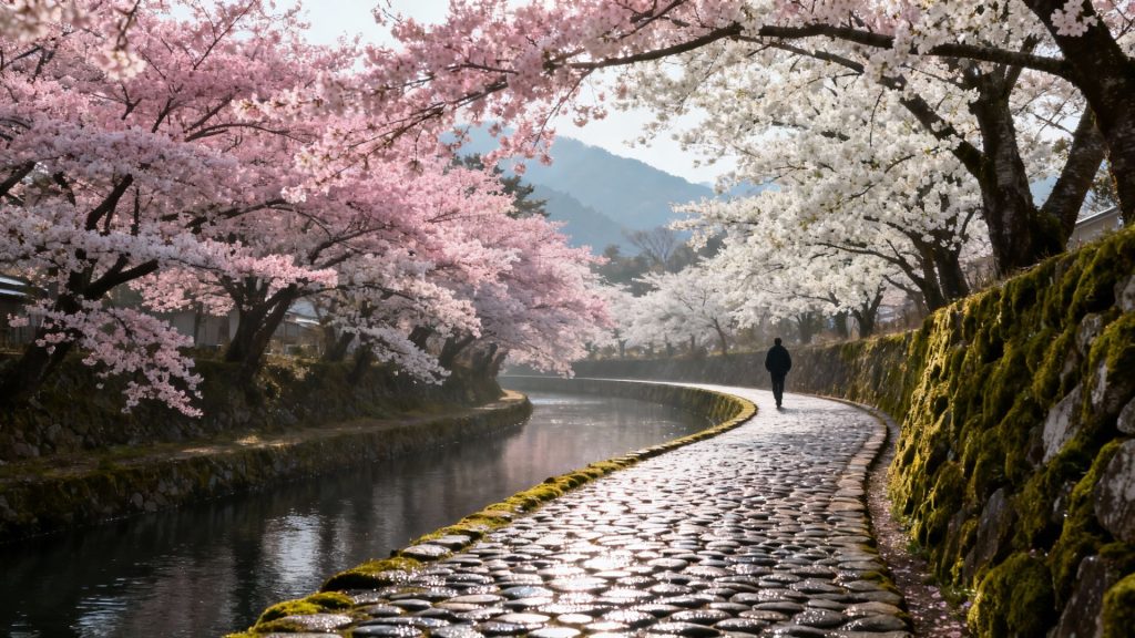 Whispers of Time: Strolling Kyoto's Philosopher's Path Under a Blossom Sky