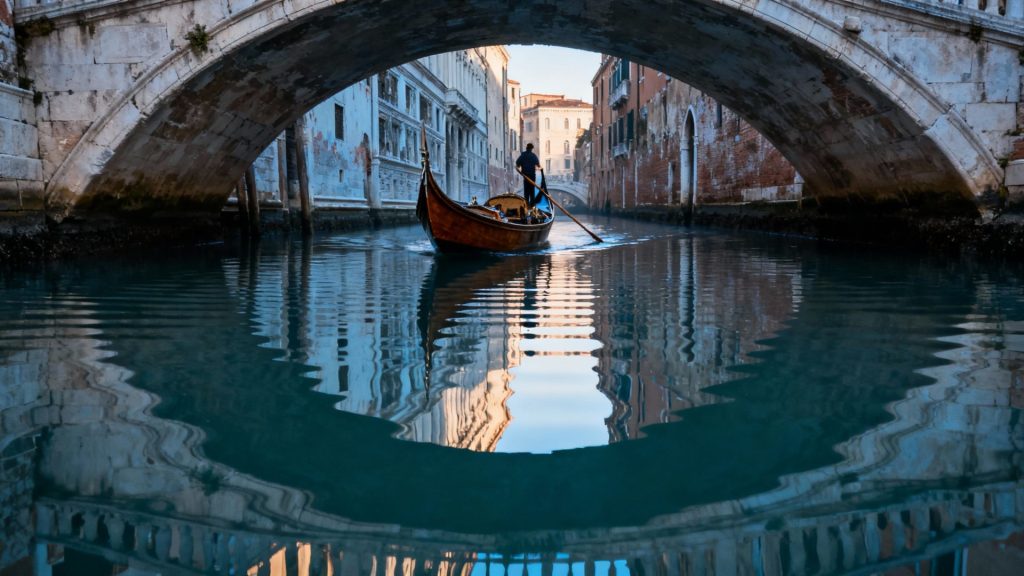 Whispers in Water-Stone: Where Gondolas Trace Memory Lines on Liquid Canvas