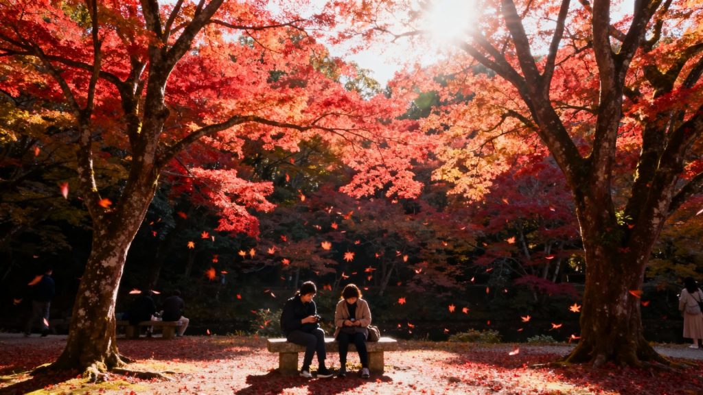 Whispers Amidst Maple Shade: Kyoto's Timeless Embrace in Every Rustling Leaf